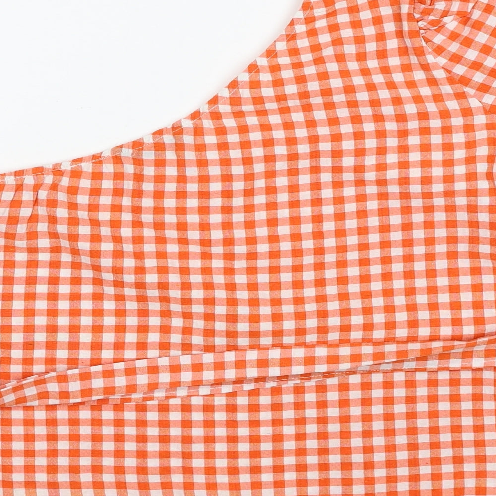 SheIn Womens Orange Polyester Cropped Blouse Size L One Shoulder