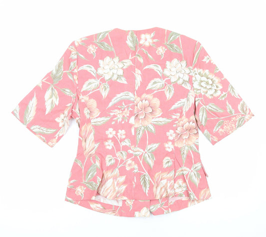George Womens Pink Floral Jacket Size 14 Button