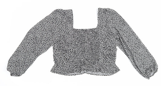 Womens UK Size L H&M Black Basic Blouse