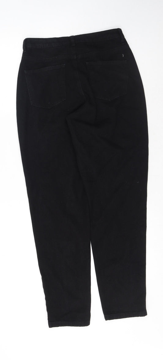 Missguided Womens Black Cotton Mom Jeans Size 6 L30 in Regular Button