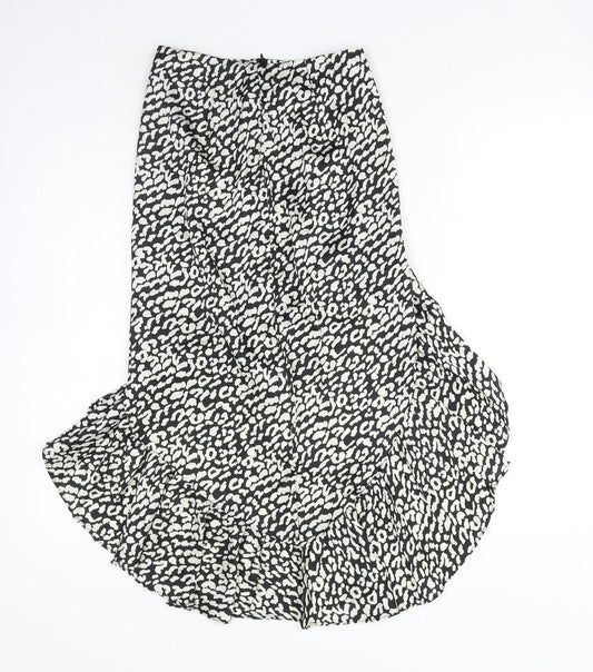 Naanaa Womens Black Animal Print Polyester A-Line Skirt Size 6 Zip - Leopard Print