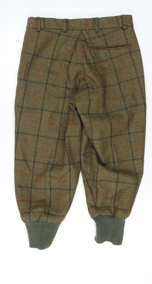 Northallerton Countrywear Mens Green Plaid Cotton Trousers Size 32 in L25 in Regular Hook & Eye