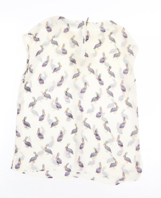 Womens UK Size XS Zara Beige Basic Blouse
