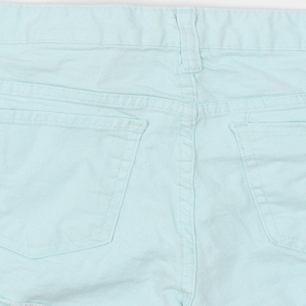 H&M Womens Blue 100% Cotton Hot Pants Shorts Size S L4 in Regular Zip