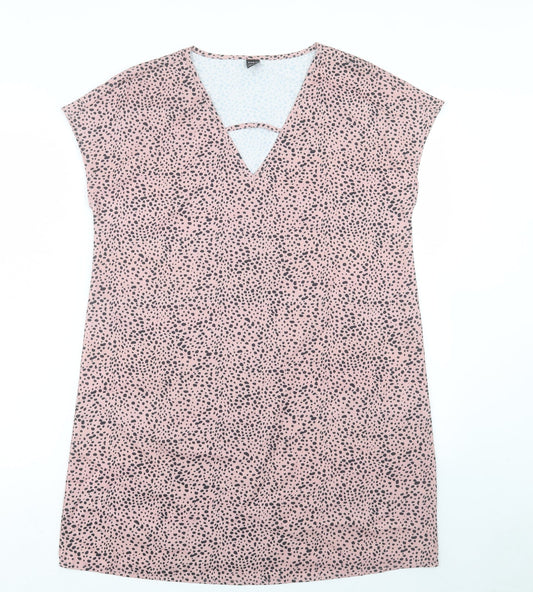 SheIn Womens Pink Geometric Polyester Shift Size S V-Neck Pullover