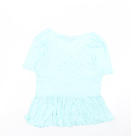 George Womens Blue Viscose Basic Blouse Size 10 V-Neck