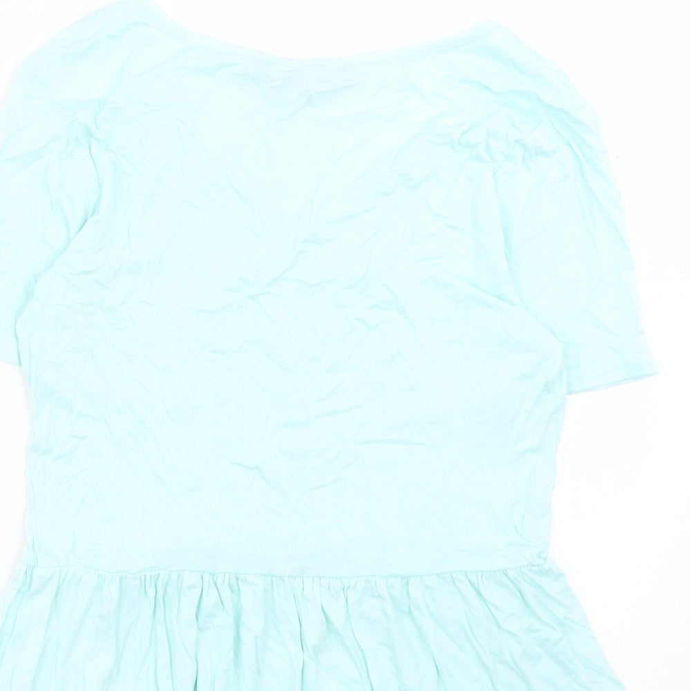 George Womens Blue Viscose Basic Blouse Size 10 V-Neck