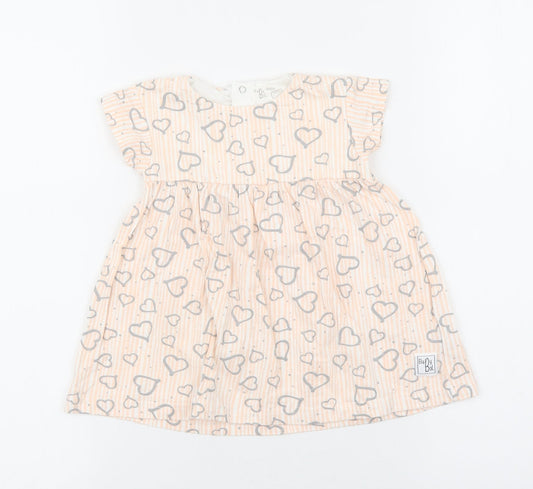 BabyBol Baby Pink Geometric 100% Cotton Fit & Flare Size 24 Months Round Neck Snap