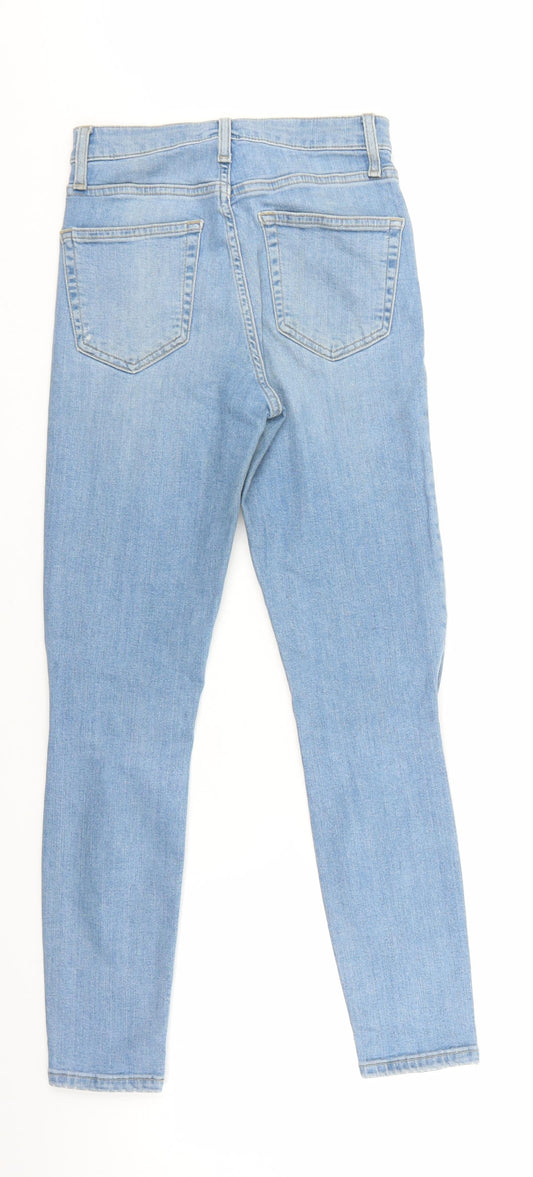 Topshop Womens Blue Cotton Skinny Jeans Size 25 in L28 in Regular Zip