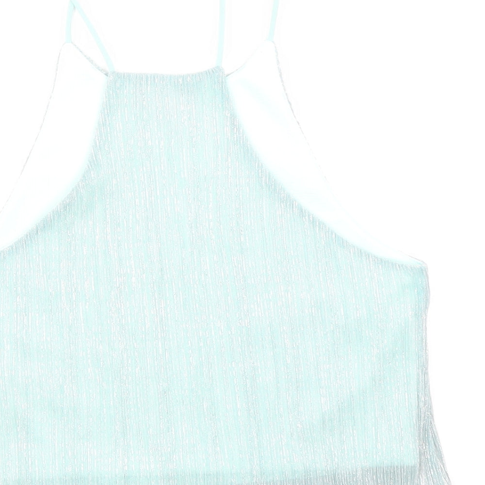 Womens UK Size 6 Topshop Blue Cropped Tank