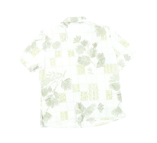 Berkertex Womens Green Floral Polyester Basic Button-Up Size 12 Collared