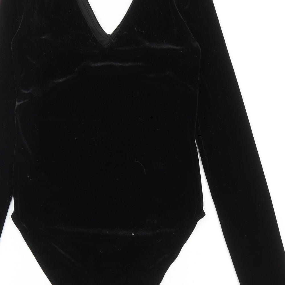 River Island Womens Black Polyester Bodysuit One-Piece Size 6 L10 in Snap