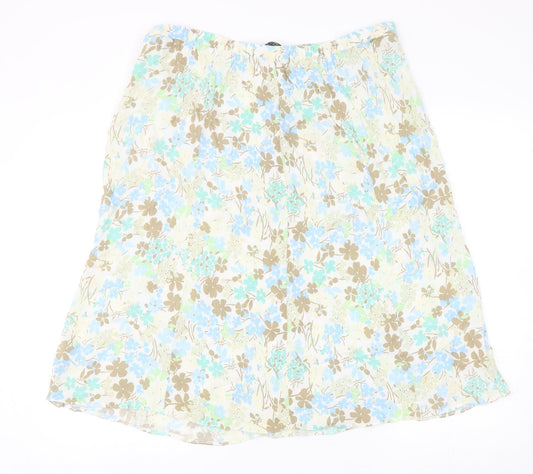 Bonmarché Womens Multicoloured Floral Viscose Straight & Pencil Skirt Size 16 Button
