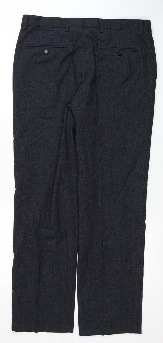 Marks and Spencer Mens Grey Polyester Trousers Size 34 in L31 in Regular Zip
