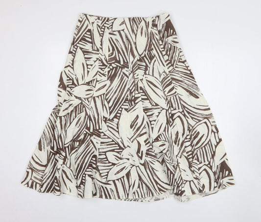 Per Una Womens Brown Geometric Polyester A-Line Skirt Size 10 Zip