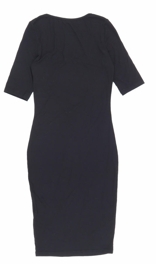 SheIn Womens Black Herringbone Cotton A-Line Size XS Scoop Neck Pullover