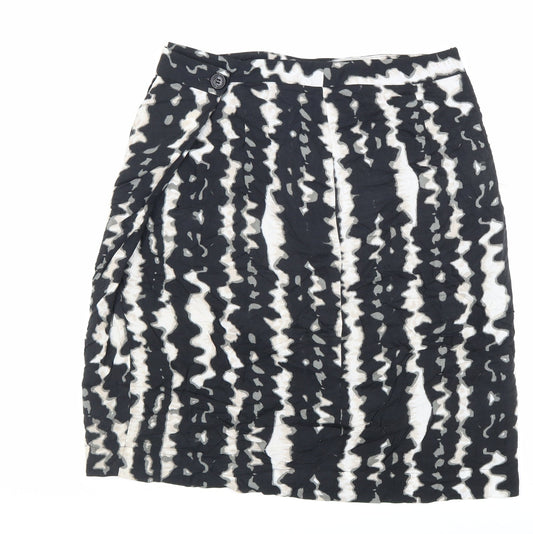Monsoon Womens Black Geometric Polyester A-Line Skirt Size 12 Zip
