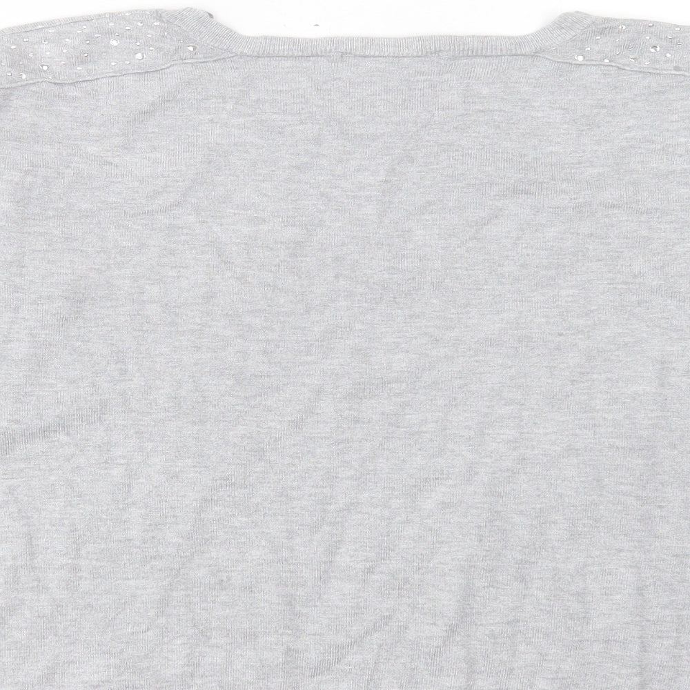 George Womens Grey Round Neck Viscose Pullover Jumper Size 10