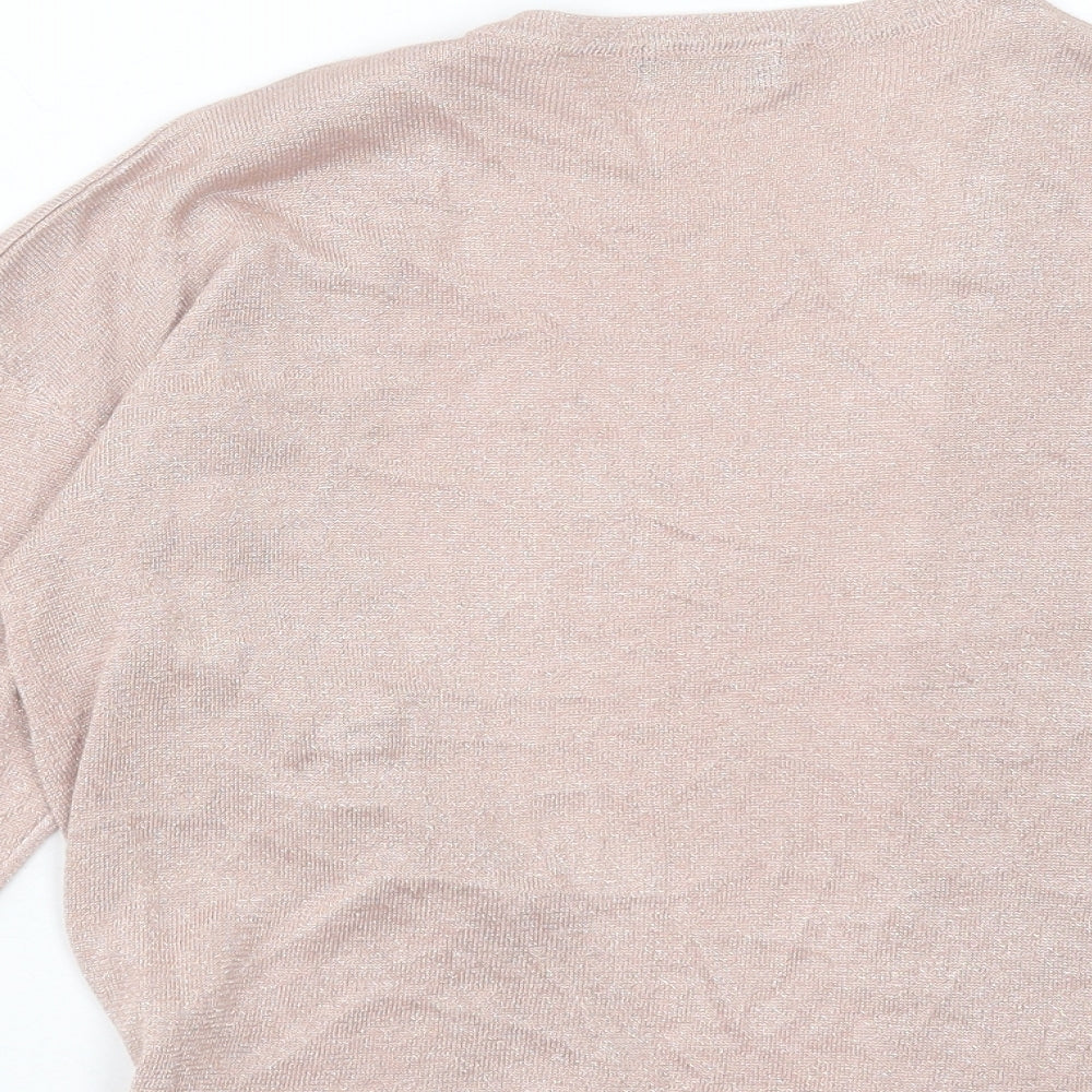 F&F Womens Pink V-Neck Viscose Cardigan Jumper Size 8