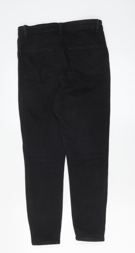 Denim & Co. Womens Black Cotton Skinny Jeans Size 12 L25 in Regular Button