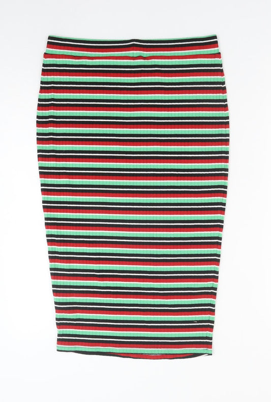 George Womens Multicoloured Striped Polyester Straight & Pencil Skirt Size 12