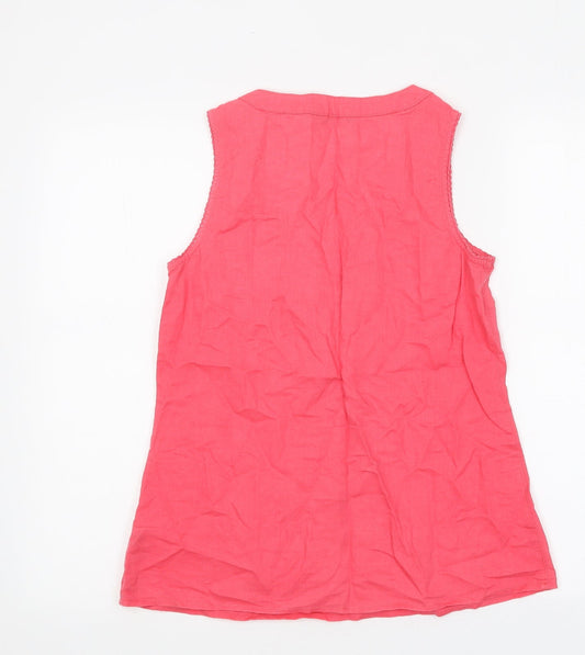 F&F Womens Pink Polyester Basic Blouse Size 10 V-Neck