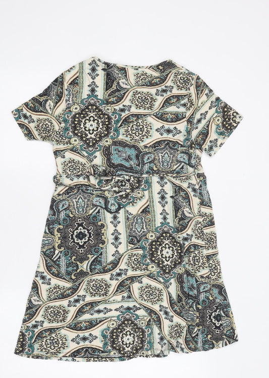 TU Womens Multicoloured Geometric Polyester A-Line Size 12 Scoop Neck Pullover