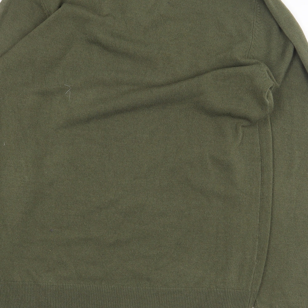 Marks and Spencer Mens Green V-Neck Acrylic Pullover Jumper Size S