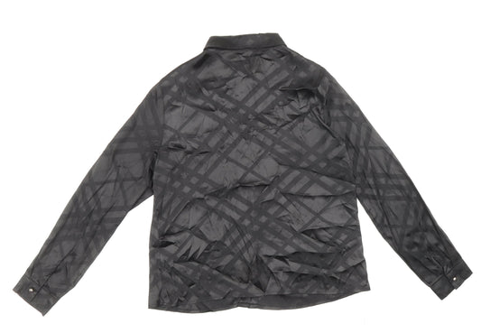 SheIn Womens Black Geometric Polyester Basic Button-Up Size 8 Collared