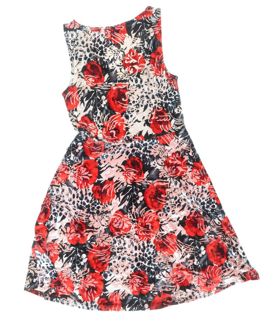 Miss Selfridge Womens Multicoloured Floral Polyester Fit & Flare Size 6 Scoop Neck Pullover