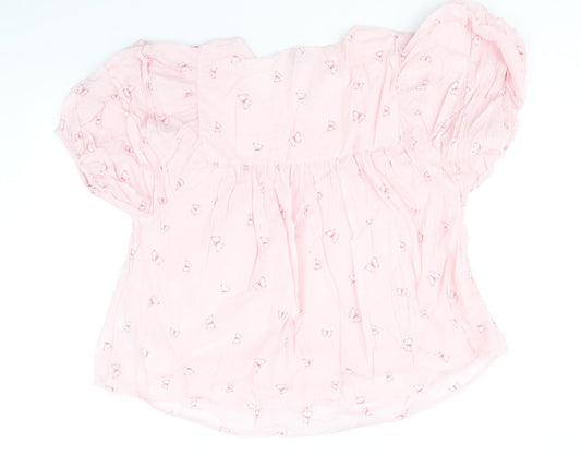 F&F Womens Pink Geometric Cotton Basic Blouse Size 20 V-Neck - Butterfly Print