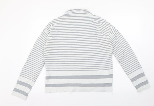 Finery Womens Grey Mock Neck Striped Viscose Pullover Jumper Size 12