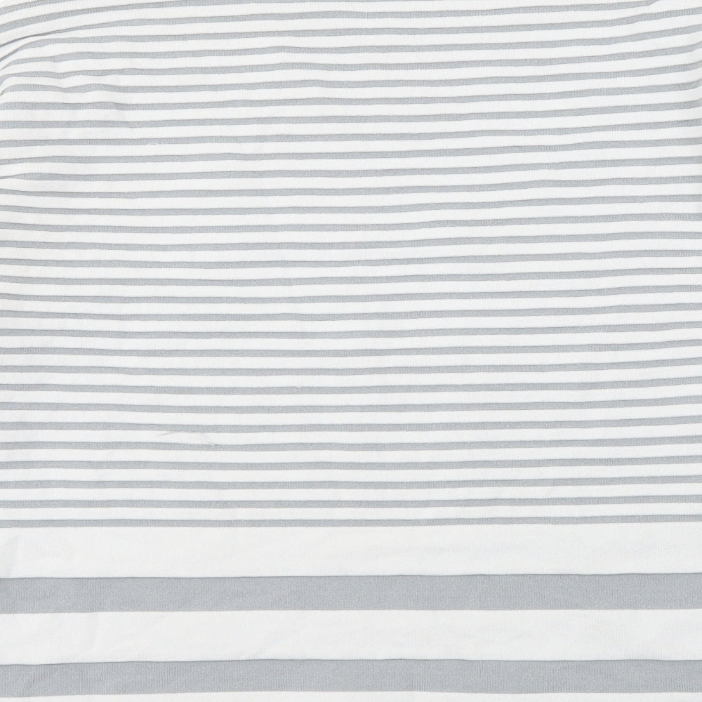 Finery Womens Grey Mock Neck Striped Viscose Pullover Jumper Size 12