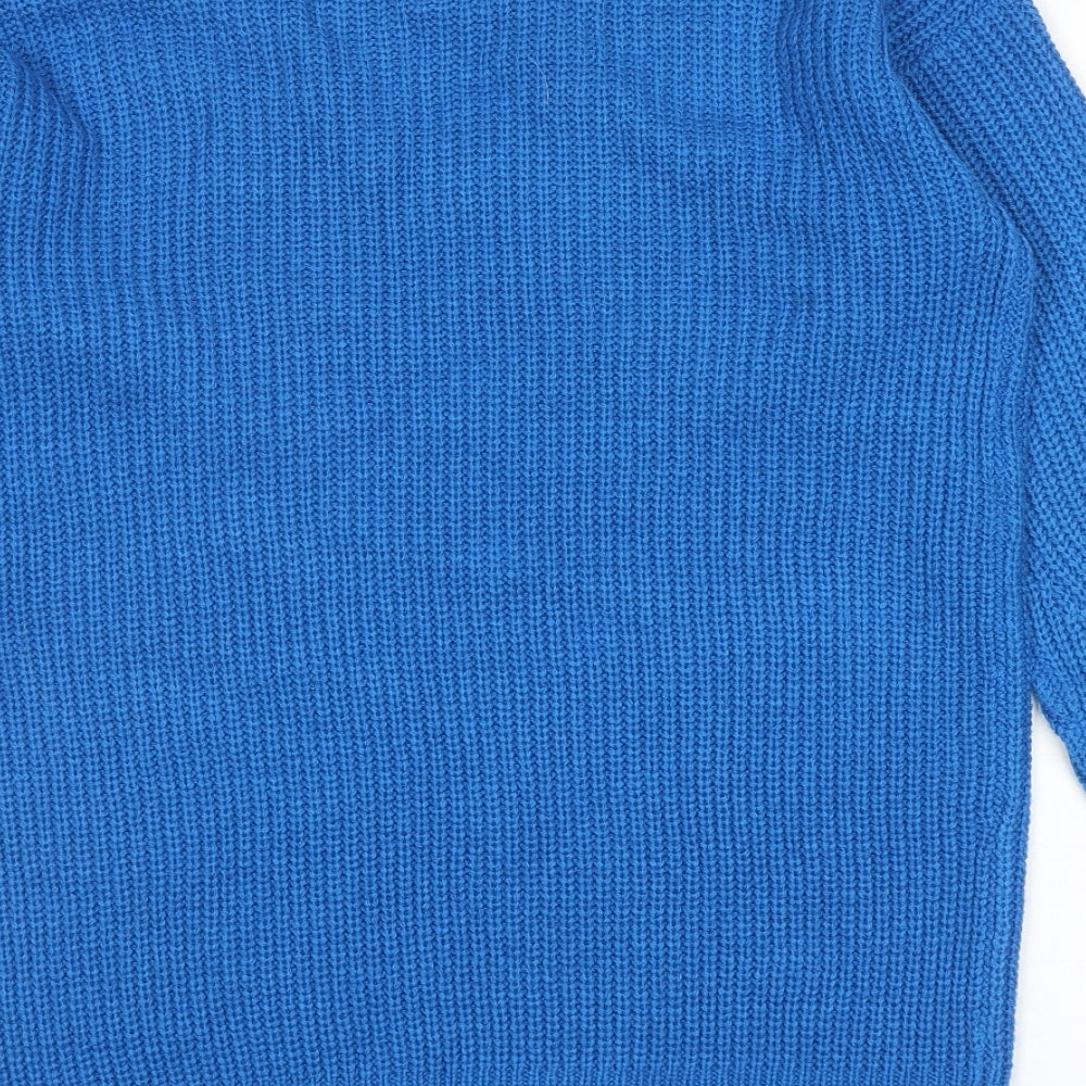 George Womens Blue V-Neck Acrylic Pullover Jumper Size S