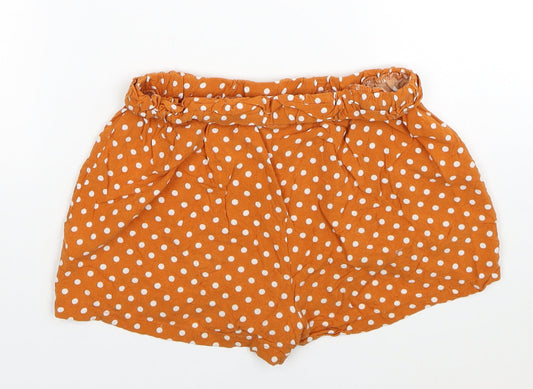 Primark Womens Orange Polka Dot Viscose Hot Pants Shorts Size 8 Regular Pull On