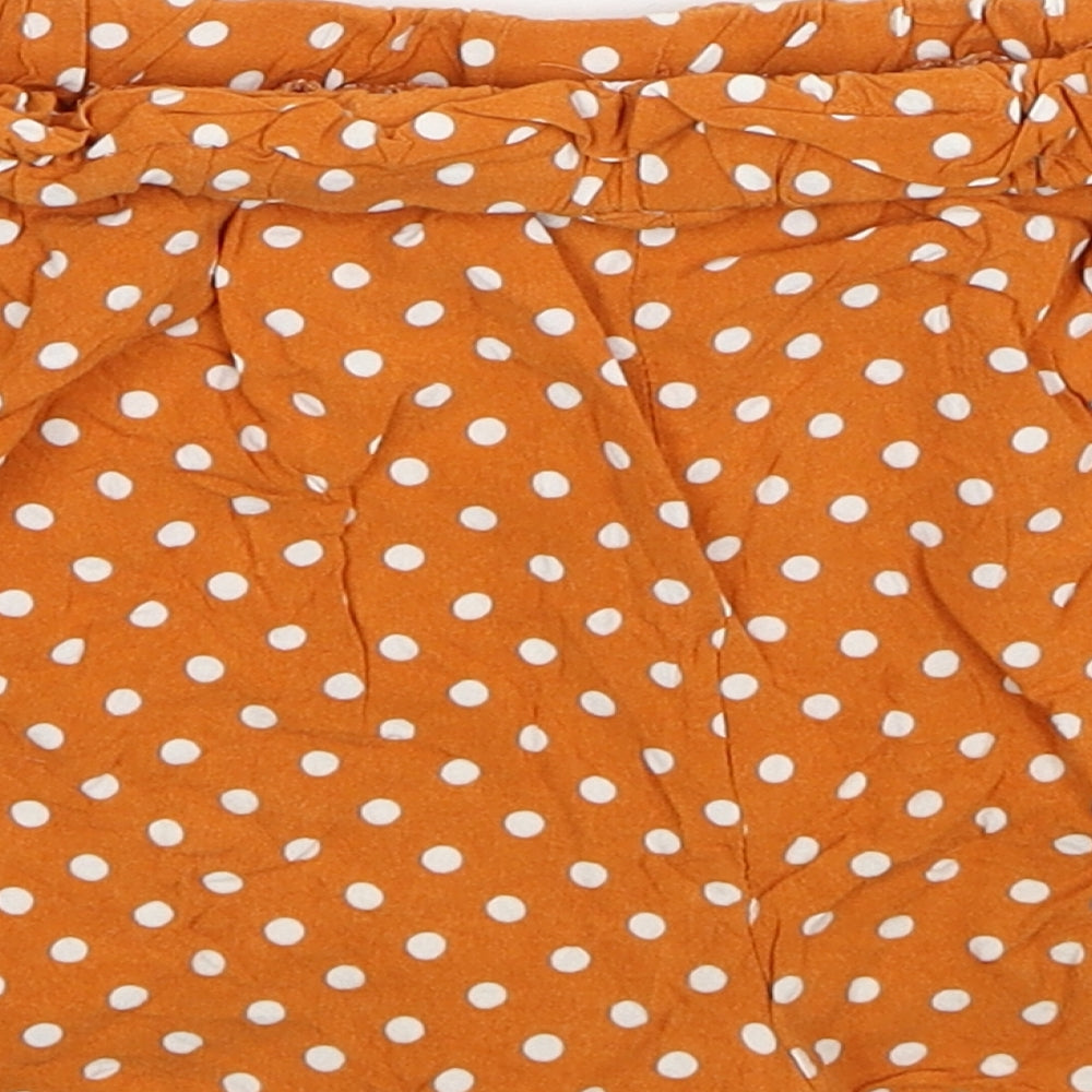 Primark Womens Orange Polka Dot Viscose Hot Pants Shorts Size 8 Regular Pull On