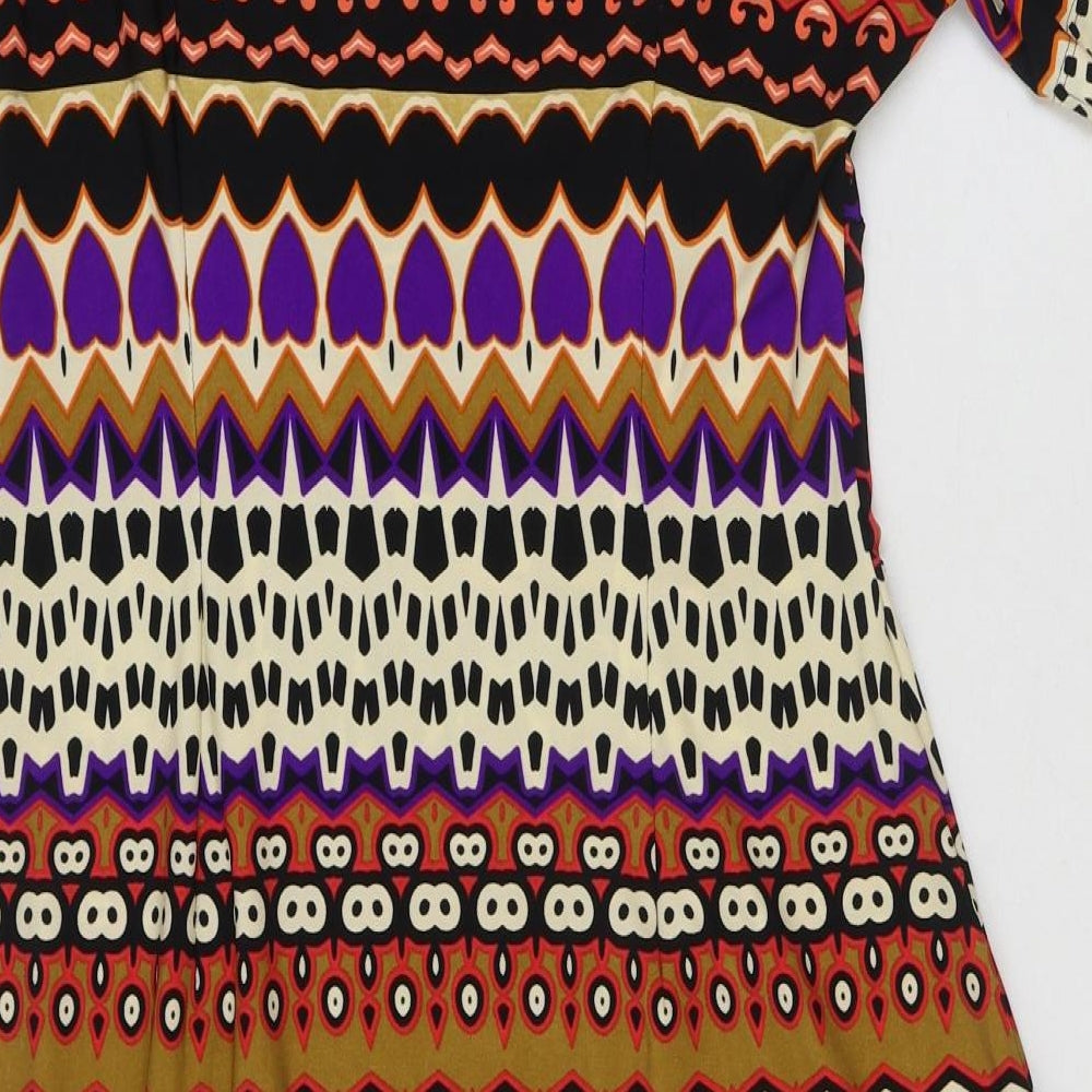 Marks and Spencer Womens Multicoloured Geometric Polyester Bodycon Size 16 Round Neck Pullover