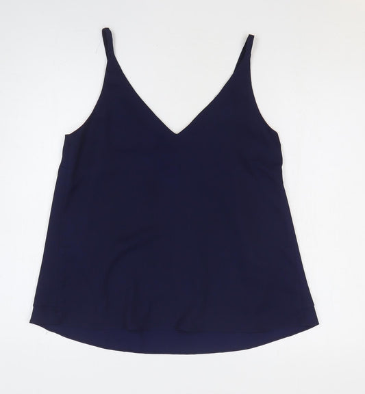 George Womens Blue Polyester Basic Tank Size 10 V-Neck
