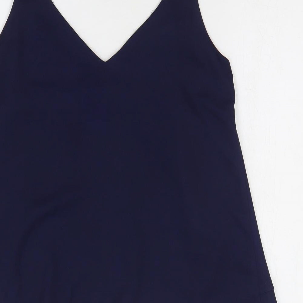 George Womens Blue Polyester Basic Tank Size 10 V-Neck