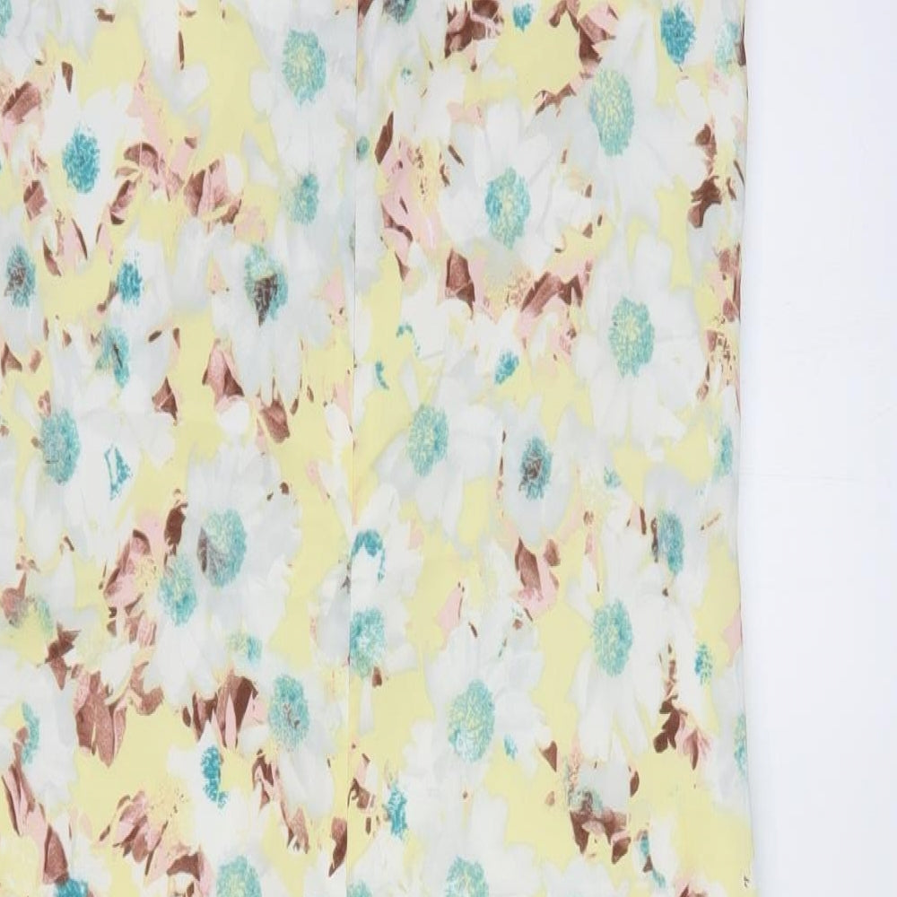 Limited Edition Womens Yellow Geometric Polyester Sheath Size 8 Round Neck Pullover