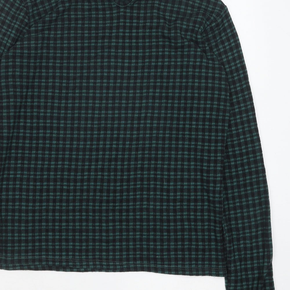 Primark Womens Green Geometric Polyester Basic Blouse Size XS Mock Neck