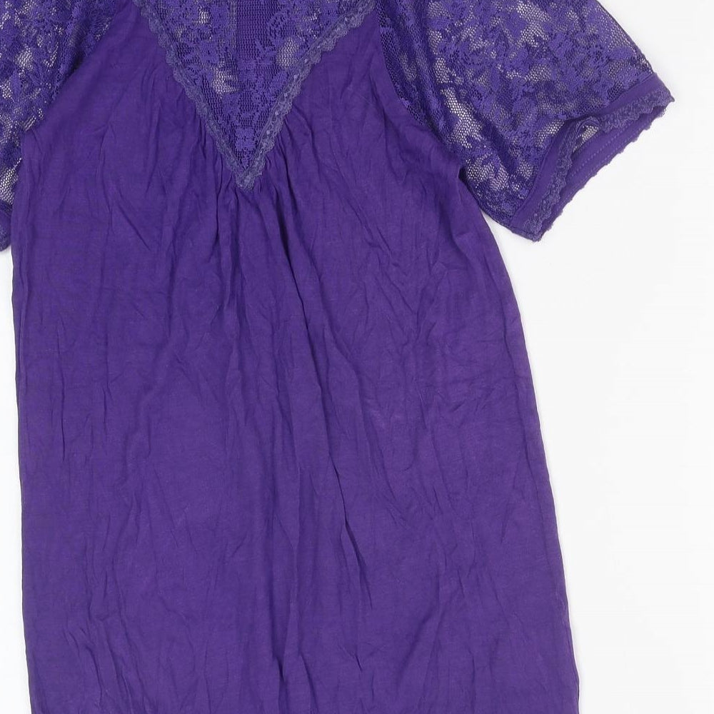 Star Couture Womens Purple Floral Polyester Basic Blouse Size 12 Round Neck