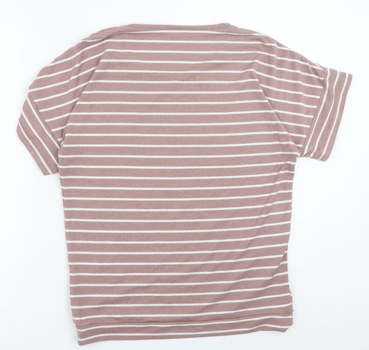 Nutmeg Womens Pink Polyester Basic T-Shirt Size 12 Round Neck