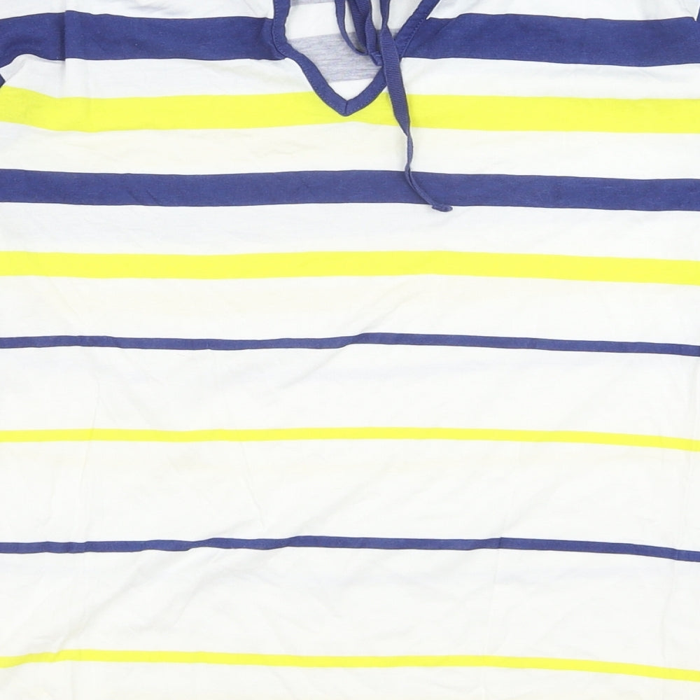 PREWOR Womens Multicoloured Striped Polyester Basic Tank Size M Boat Neck