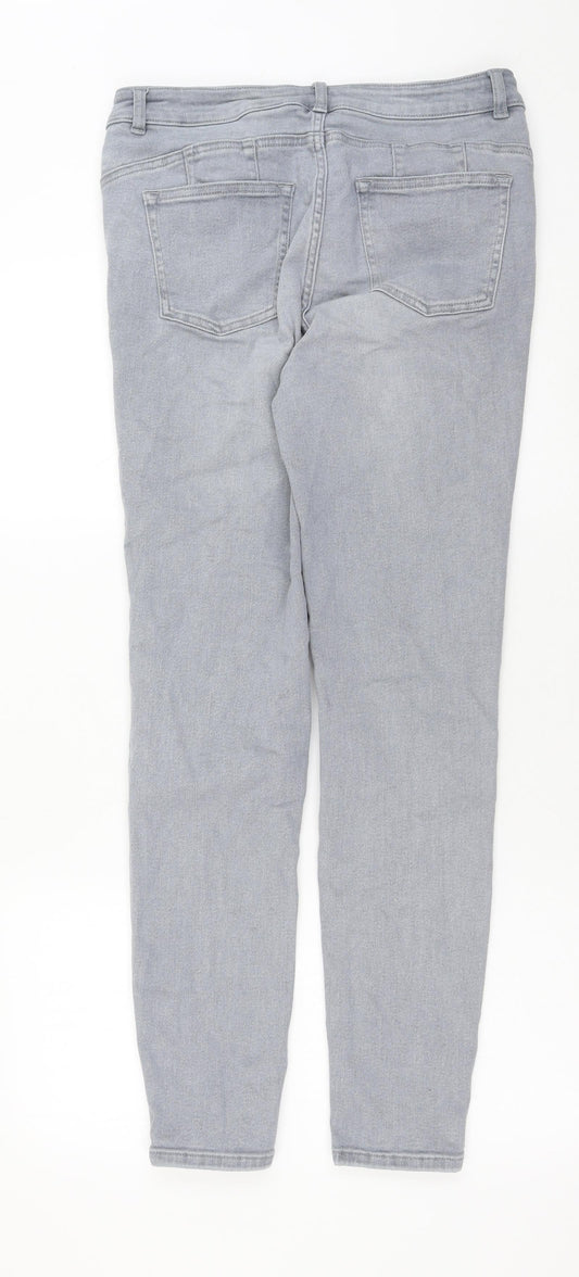 NEXT Womens Grey Cotton Skinny Jeans Size 32 in Regular Button