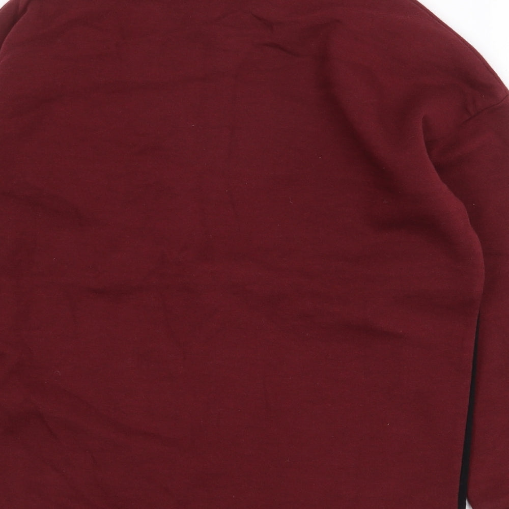 Preworn Boys Red Geometric Cotton Pullover Sweatshirt Size 6 Years Zip