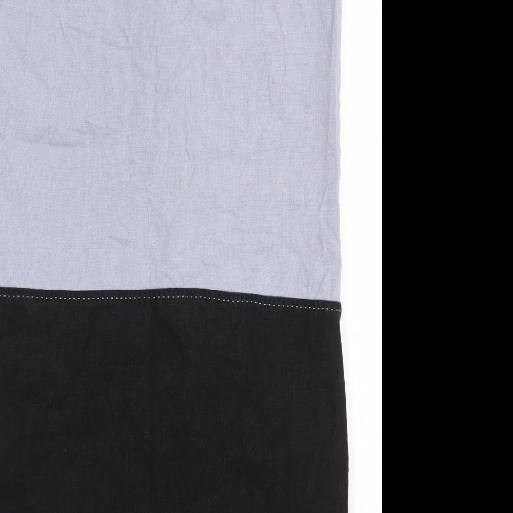 NEXT Womens Blue Colourblock Linen Shift Size S V-Neck Pullover