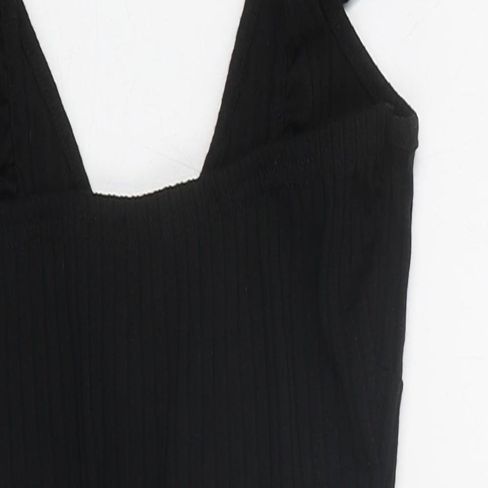 Missguided Womens Black 100% Cotton Bodysuit One-Piece Size 6 Snap