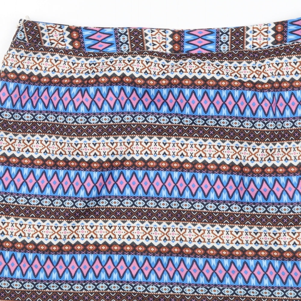 Hearts & Bows Womens Multicoloured Fair Isle Polyester Mini Skirt Size 10 Zip