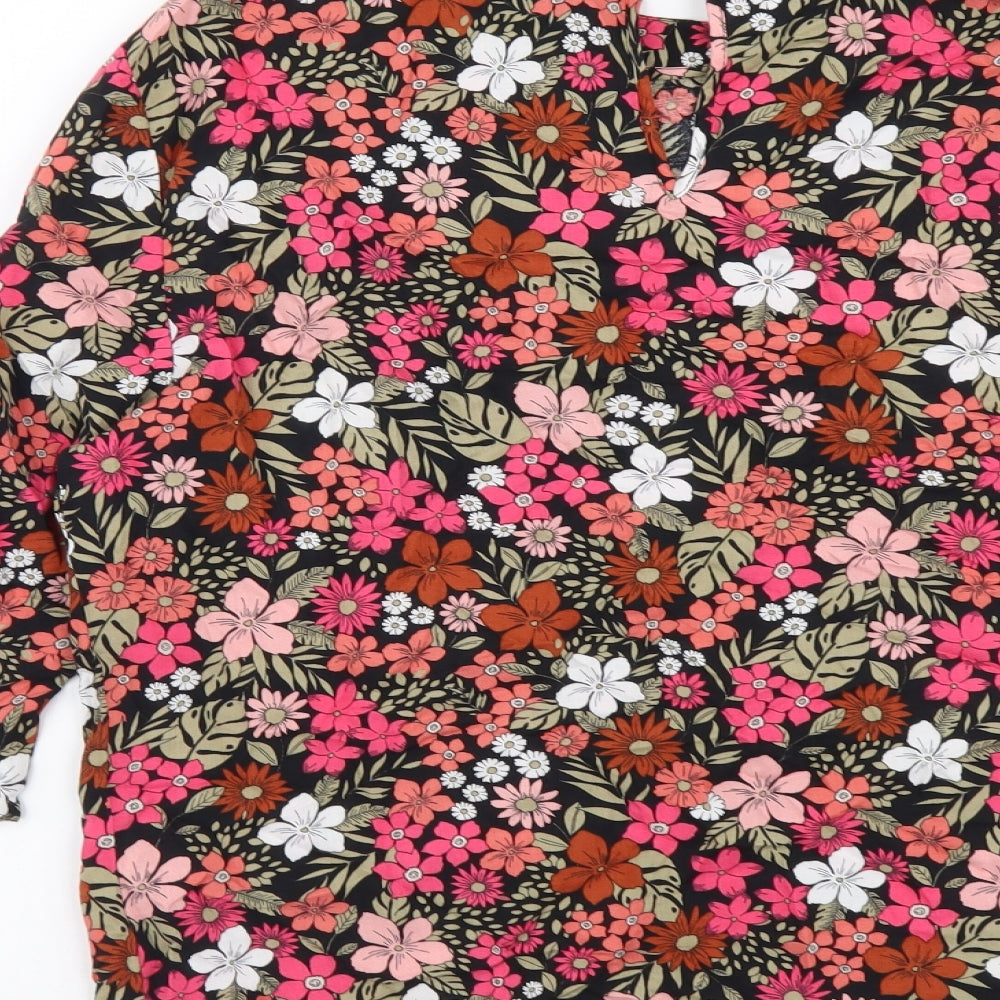 F&F Womens Multicoloured Floral Viscose Basic Blouse Size 8 Round Neck